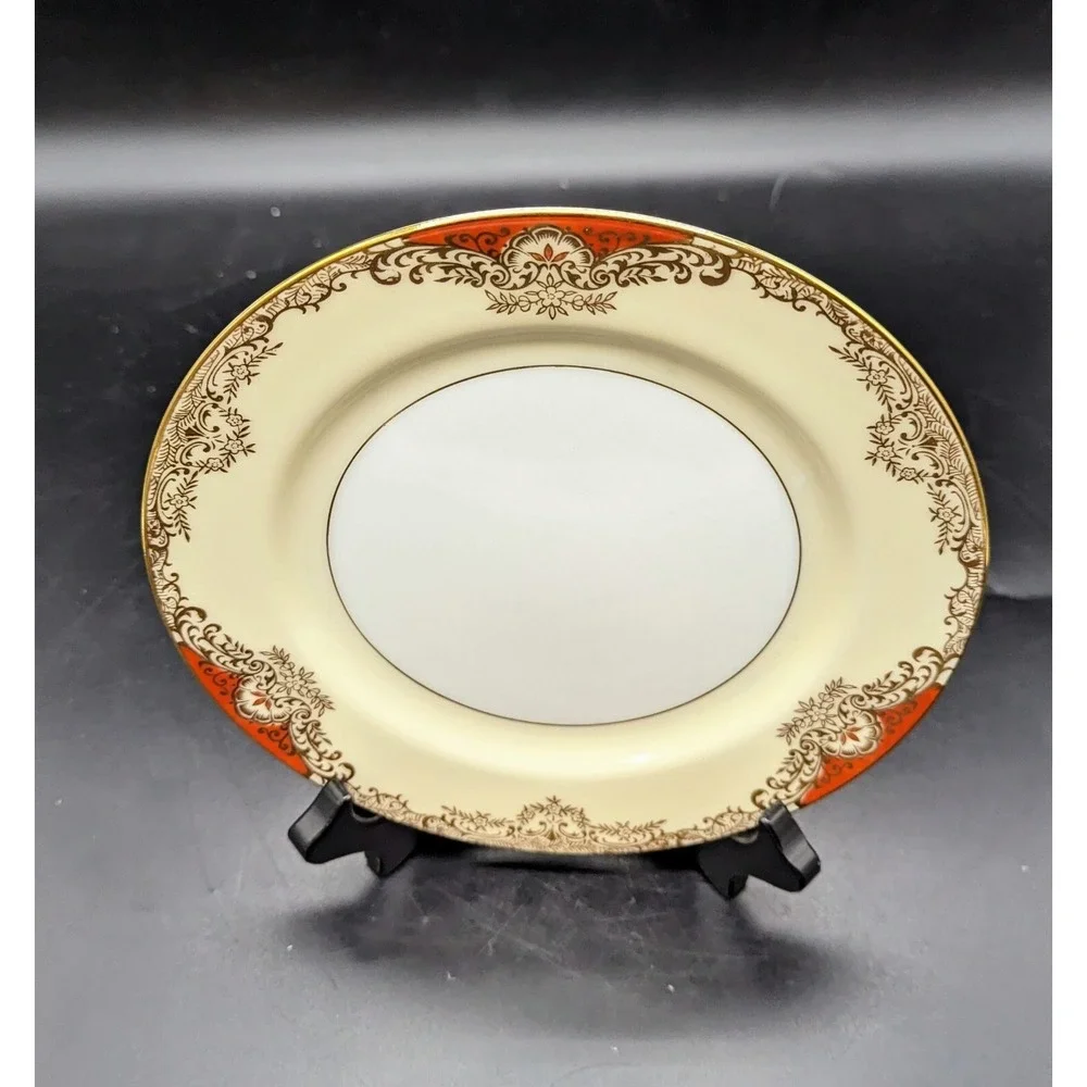 Vintage Set/5 Noritake Marietta Salad Dessert Plate Hand Painted Gold Trim 7.75